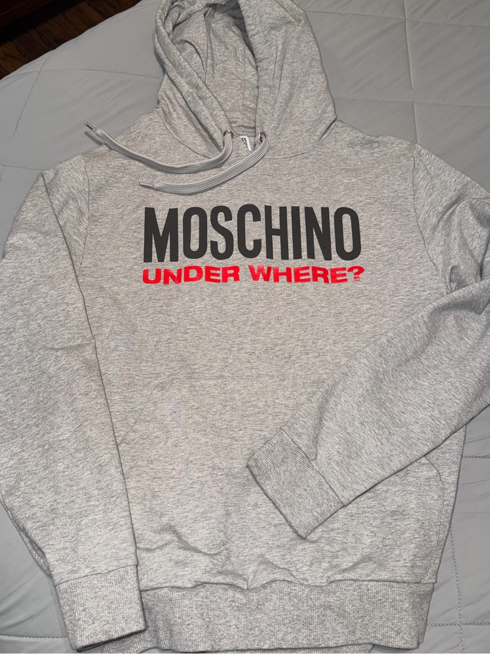 Moschino Gray Crewneck Sweatshirt with Black & Red Logo
